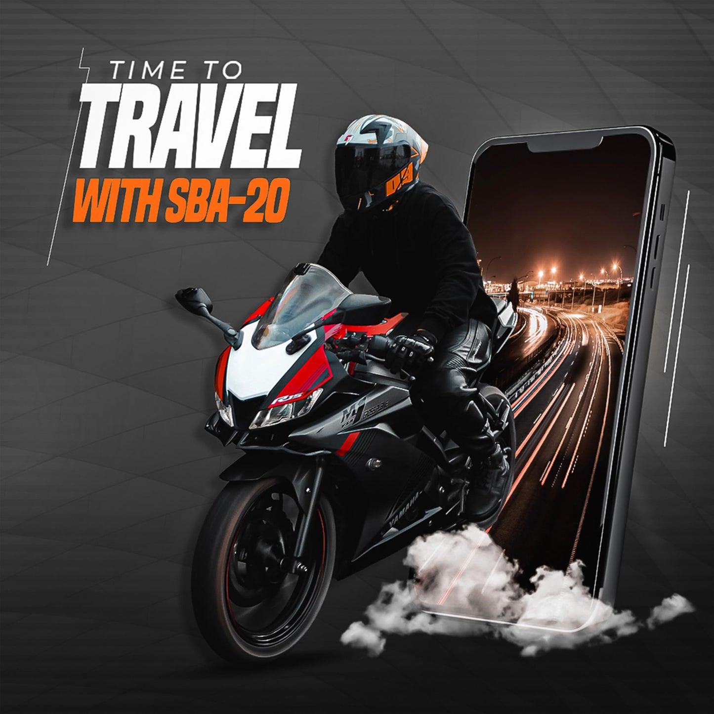 Steelbird SBA-20 09 ISI Certified Flip-Up Graphic Helmet for Men and Women with Inner Chrome Sun Shield (Glossy Black Orange with Smoke Visor)