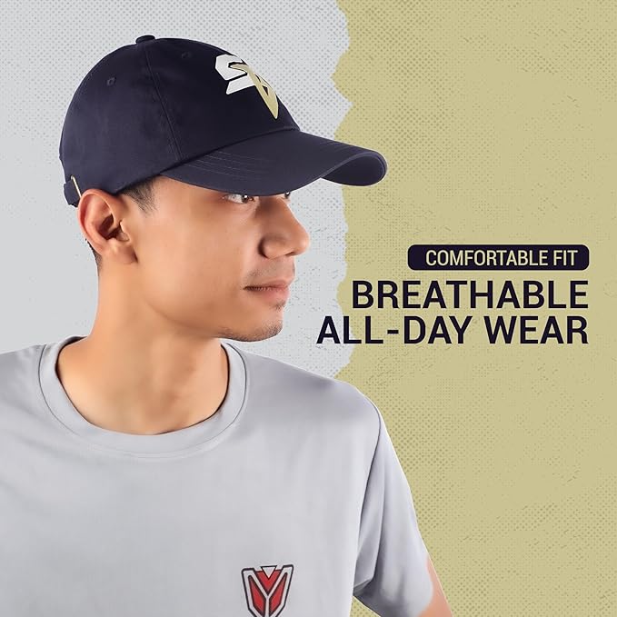 Steelbird Cotton Dad Cap with Adjustable Strap for All Sports, Cap for Girls, Caps for Gym, Sports Caps for Men and Women with Airholes (Navy Blue)