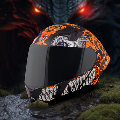 Steelbird SBA-20 Draco ISI Certified Flip-Up Helmet for Men and Women with Inner Smoke Sun Shield (Glossy Black Orange with Smoke Visor)