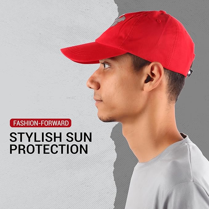 Steelbird Cotton Dad Cap with Adjustable Strap for All Sports, Cap for Girls, Caps for Gym, Sports Caps for Men and Women with Airholes (Red)