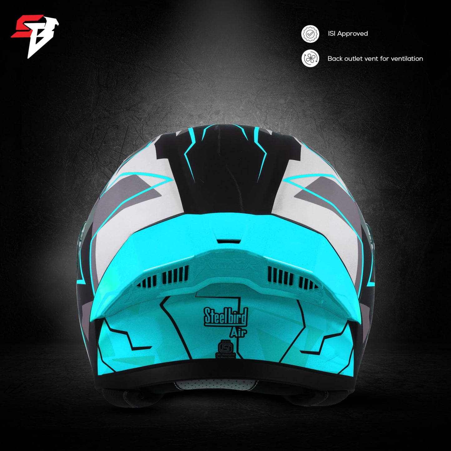 Steelbird SBA-20 09 ISI Certified Flip-Up Graphic Helmet for Men and Women with Inner Chrome Sun Shield (Glossy Black Jazz Blue with Smoke Visor)