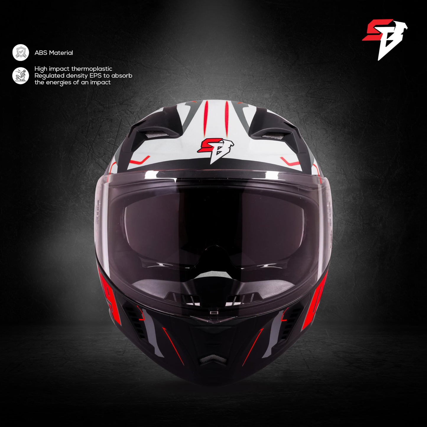 Steelbird SBA-20 09 ISI Certified Flip-Up Graphic Helmet for Men and Women with Inner Chrome Sun Shield (Glossy Black Red)