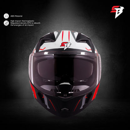 Steelbird SBA-20 09 ISI Certified Flip-Up Graphic Helmet for Men and Women with Inner Chrome Sun Shield (Glossy Black Red)