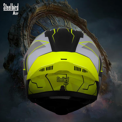 Steelbird SBA-20 06 ISI Certified Flip-Up Graphic Helmet for Men with Inner Chrome Sun Shield (Glossy Black Neon)