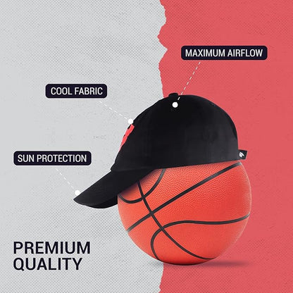 Steelbird Cotton Dad Cap with Adjustable Strap for All Sports, Cap for Girls, Caps for Gym, Sports Caps for Men and Women with Airholes (Black)