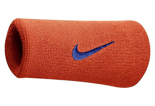 Refurbished Nike Swoosh Doublewide Wristbands (Team Orange/College Navy)