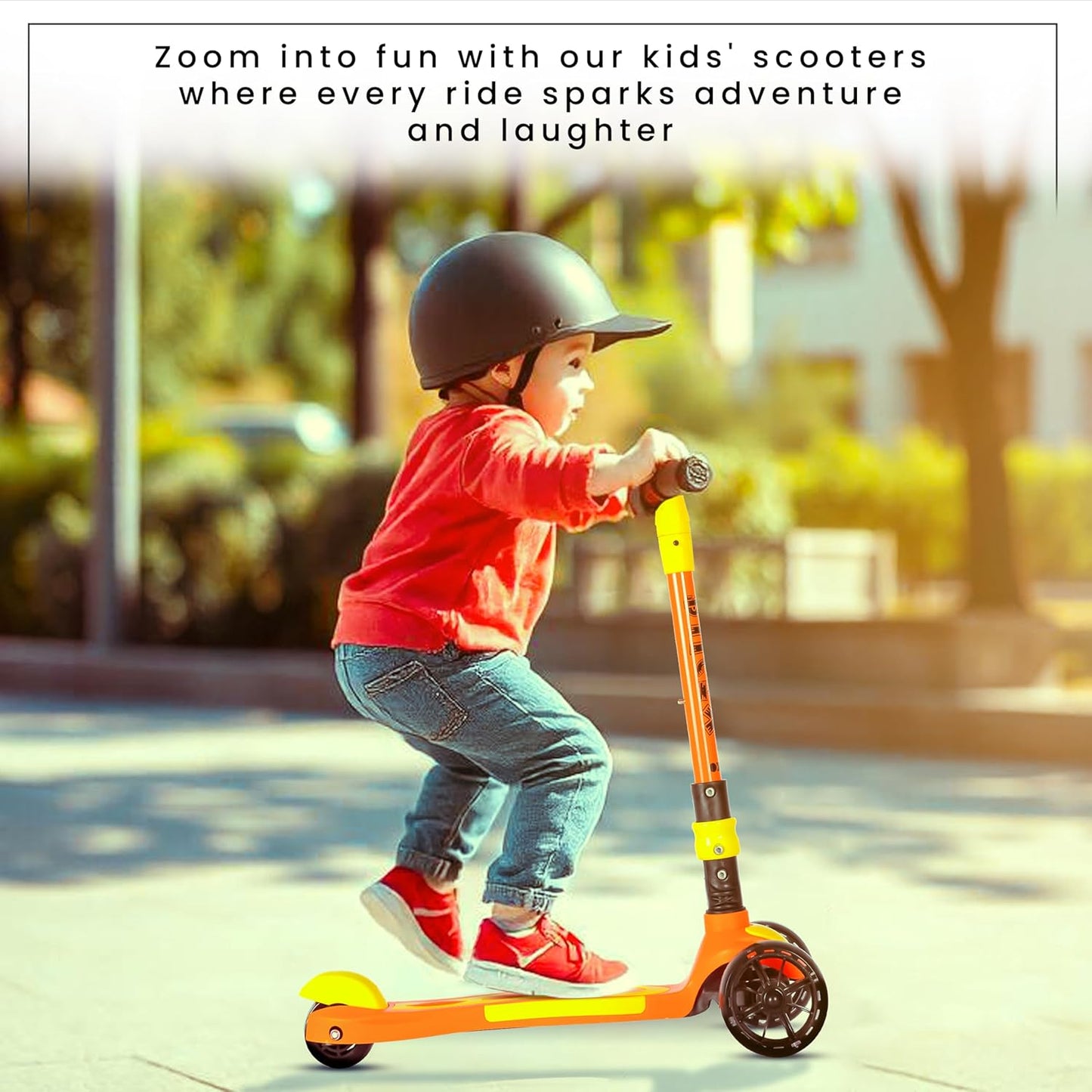 Refurbished Koko Rusty Kick Scooter with Adjustable Height and Portable, Kids Scooter with PVC Wheels for Age 3+ (Max User Weight: 40kg)(Orange)