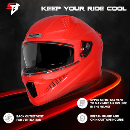 Steelbird SBH-25 Rudra ISI Certified Full Face Helmet for Men and Women with Inner Smoke Sun Shield (Dashing Red)