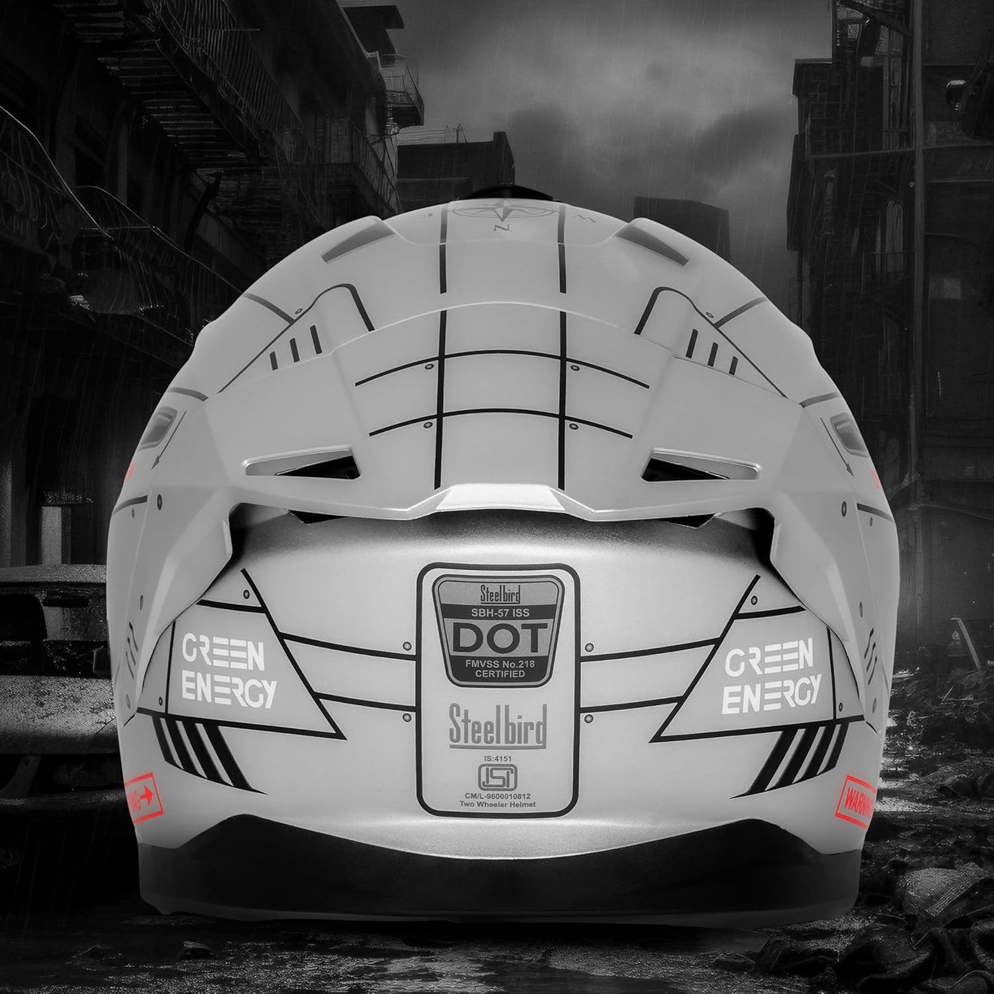 Steelbird SBH-57 Fighter F6 ISI and DOT Certified Full Face Helmet for Men and Women with Inner Silver Sun Shield (Glossy Silver Black)