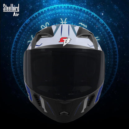 Steelbird SBA-20 05 ISI Certified Flip-Up Graphic Helmet for Men with Inner Chrome Sun Shield (Glossy Black Blue)