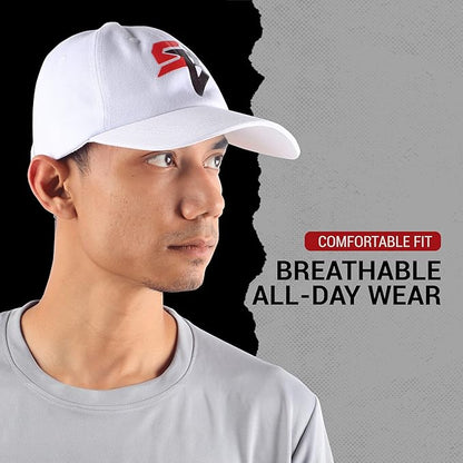 Steelbird Polyster Dad Cap with Adjustable Strap for All Sports, Cap for Girls, Caps for Gym, Sports Caps for Men and Women with Airholes (White)