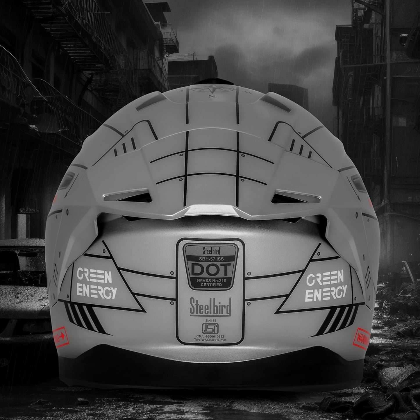 Steelbird SBH-57 Fighter F6 ISI and DOT Certified Full Face Helmet for Men and Women with Inner Silver Sun Shield (Glossy Grey Black)