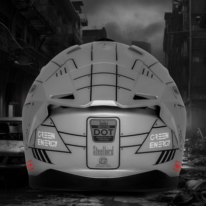 Steelbird SBH-57 Fighter F6 ISI and DOT Certified Full Face Helmet for Men and Women with Inner Silver Sun Shield (Glossy Grey Black)