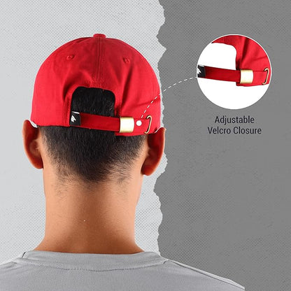 Steelbird Cotton Dad Cap with Adjustable Strap for All Sports, Cap for Girls, Caps for Gym, Sports Caps for Men and Women with Airholes (Red)