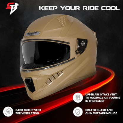 Steelbird SBH-25 Rudra ISI Certified Full Face Helmet for Men and Women with Inner Smoke Sun Shield (Dashing Desert Storm)