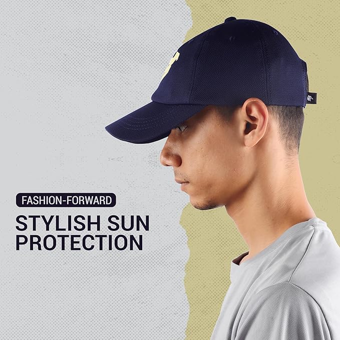 Steelbird Dotted Knitted Dad Cap with Adjustable Strap for All Sports, Cap for Girls, Caps for Gym, Sports Caps for Men and Women with Airholes (Navy Blue)