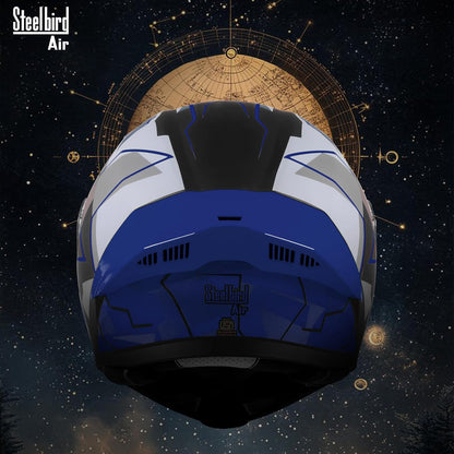 Steelbird SBA-20 07 ISI Certified Flip-Up Graphic Helmet for Men with Inner Chrome Sun Shield (Glossy Black Blue)