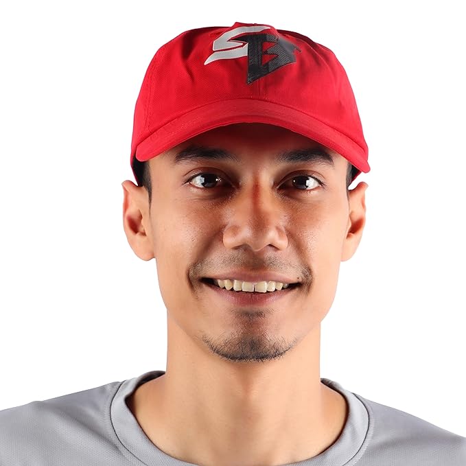 Steelbird Cotton Dad Cap with Adjustable Strap for All Sports, Cap for Girls, Caps for Gym, Sports Caps for Men and Women with Airholes (Red)