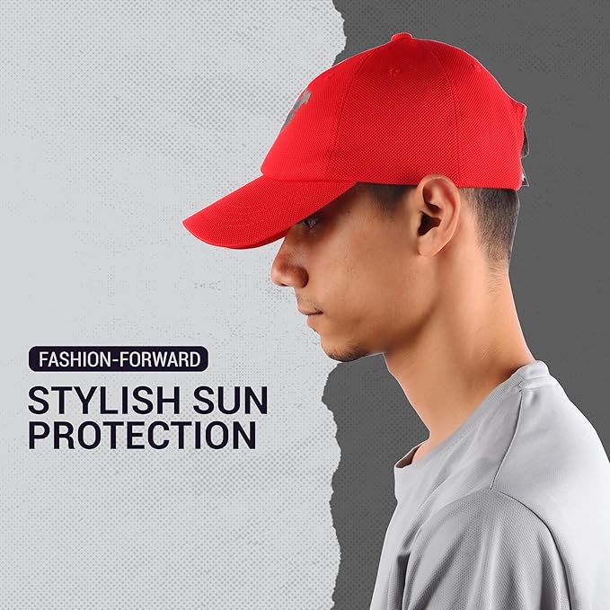 Steelbird Dotted Knitted Dad Cap with Adjustable Strap for All Sports, Cap for Girls, Caps for Gym, Sports Caps for Men and Women with Airholes (Red)