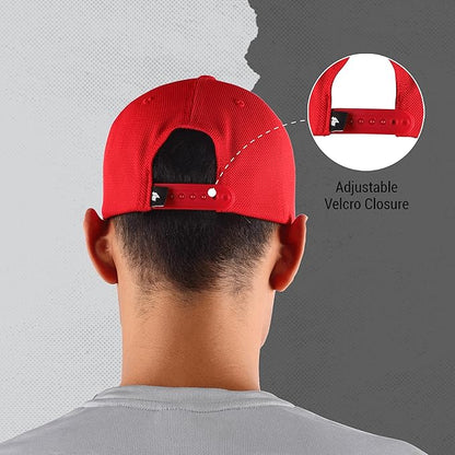 Steelbird Dotted Knitted Dad Cap with Adjustable Strap for All Sports, Cap for Girls, Caps for Gym, Sports Caps for Men and Women with Airholes (Red)