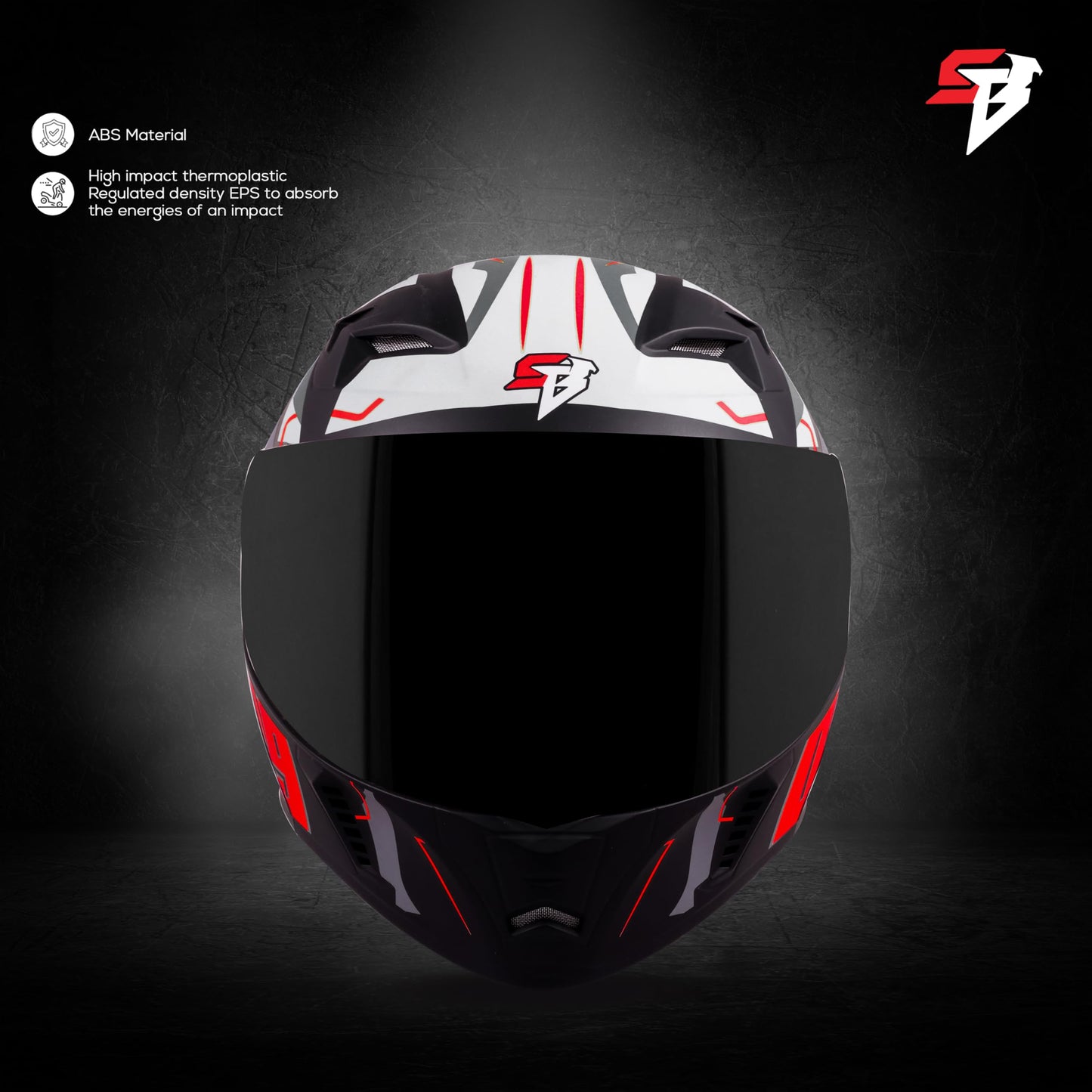 Steelbird SBA-20 09 ISI Certified Flip-Up Graphic Helmet for Men and Women with Inner Chrome Sun Shield (Glossy Black Red with Smoke Visor)