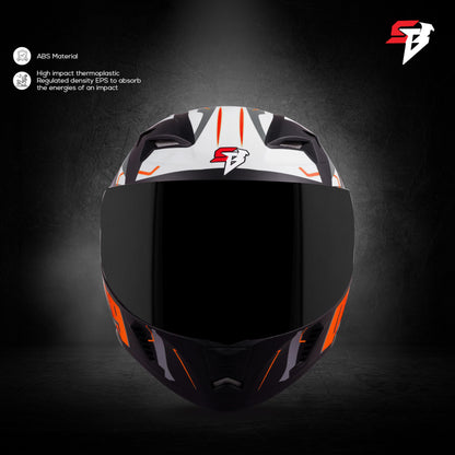 Steelbird SBA-20 09 ISI Certified Flip-Up Graphic Helmet for Men and Women with Inner Chrome Sun Shield (Glossy Black Orange with Smoke Visor)