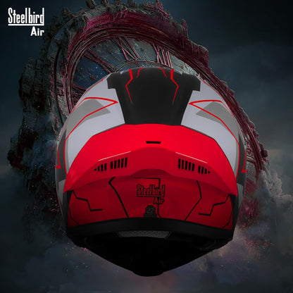 Steelbird SBA-20 06 ISI Certified Flip-Up Graphic Helmet for Men with Inner Chrome Sun Shield (Glossy Black Red)