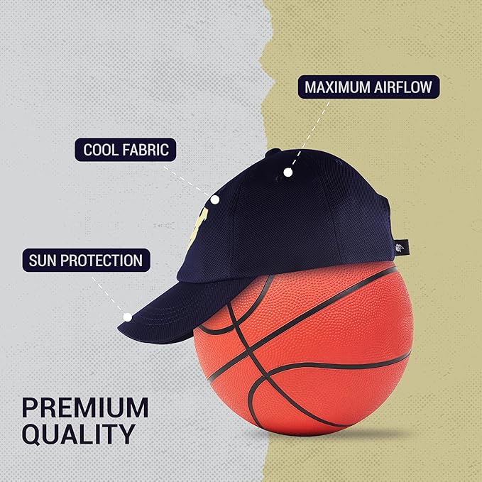 Steelbird Dotted Knitted Dad Cap with Adjustable Strap for All Sports, Cap for Girls, Caps for Gym, Sports Caps for Men and Women with Airholes (Navy Blue)