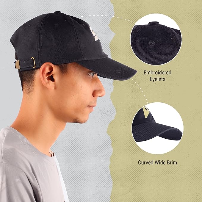 Steelbird Polyster Dad Cap with Adjustable Strap for All Sports, Cap for Girls, Caps for Gym, Sports Caps for Men and Women with Airholes (Navy Blue)
