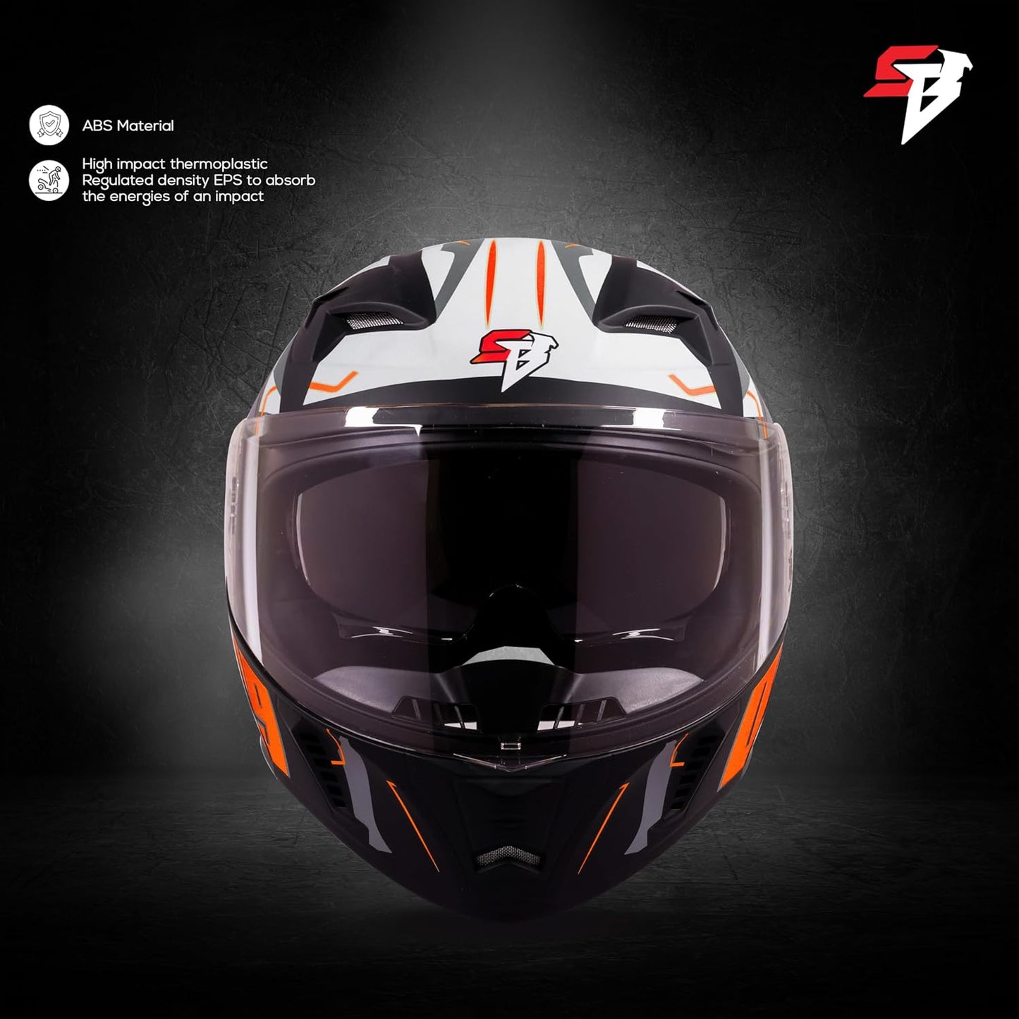 Steelbird SBA-20 09 ISI Certified Flip-Up Graphic Helmet for Men and Women with Inner Chrome Sun Shield (Glossy Black Orange)