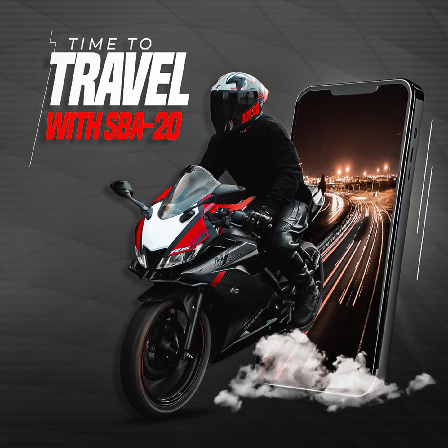 Steelbird SBA-20 09 ISI Certified Flip-Up Graphic Helmet for Men and Women with Inner Chrome Sun Shield (Glossy Black Red with Smoke Visor)