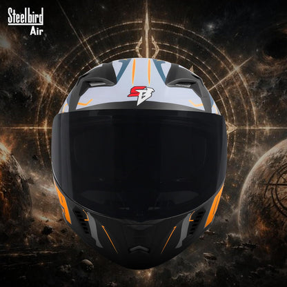 Steelbird SBA-20 06 ISI Certified Flip-Up Graphic Helmet for Men with Inner Chrome Sun Shield (Glossy Black Orange)