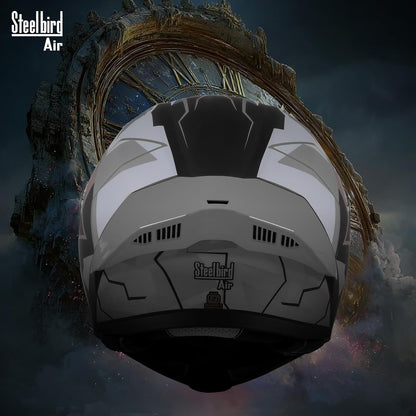 Steelbird SBA-20 06 ISI Certified Flip-Up Graphic Helmet for Men with Inner Chrome Sun Shield (Glossy Black Grey)