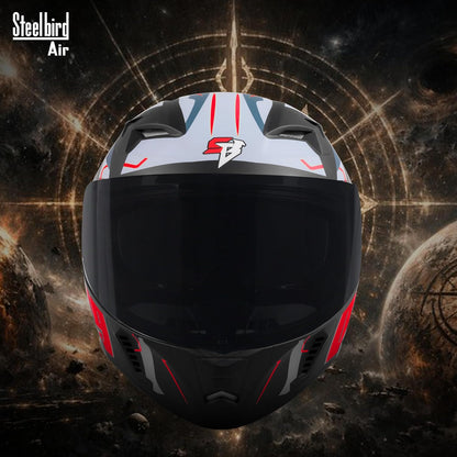 Steelbird SBA-20 06 ISI Certified Flip-Up Graphic Helmet for Men with Inner Chrome Sun Shield (Glossy Black Red)
