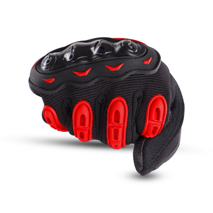 Refurbished Steelbird GT-17 Full Finger Bike Riding Gloves with Touch Screen Sensitivity at Thumb and Index Finger, Protective Off-Road Motorbike Racing (Red)