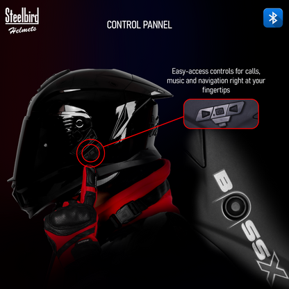Steelbird SBH-57 Fighter Bass X Bluetooth Helmet ISI and DOT Certified Full Face Helmet for Men with Inner Silver Sun Shield (Matt Black)
