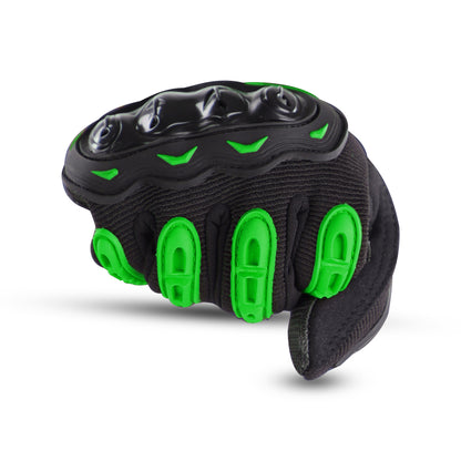 Refurbished Steelbird GT-17 Full Finger Bike Riding Gloves with Touch Screen Sensitivity at Thumb and Index Finger, Protective Off-Road Motorbike Racing (Green)
