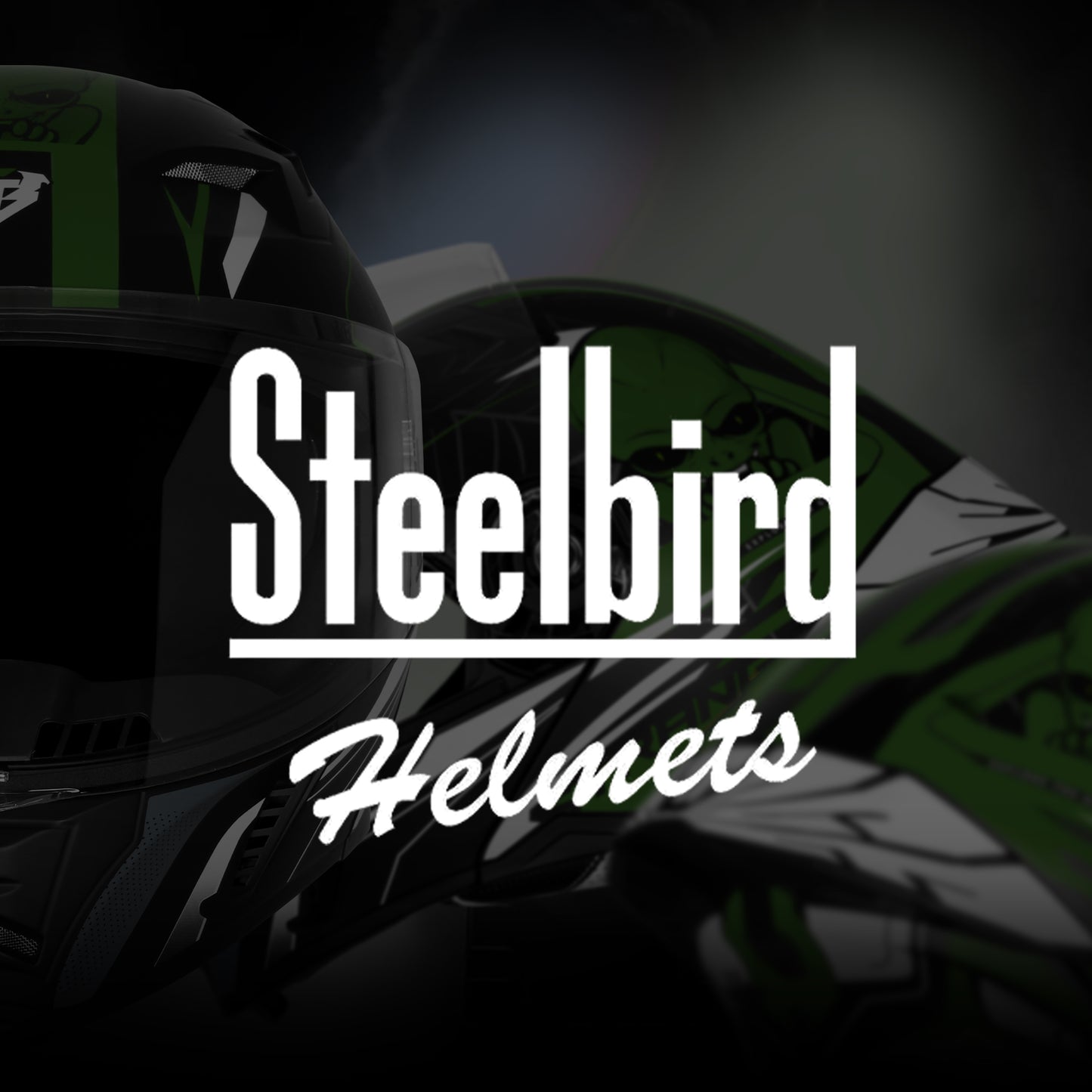 Steelbird SBA-20 Strange ISI Certified Flip-Up Graphic Helmet for Men and Women (Glossy Black Battle Green)