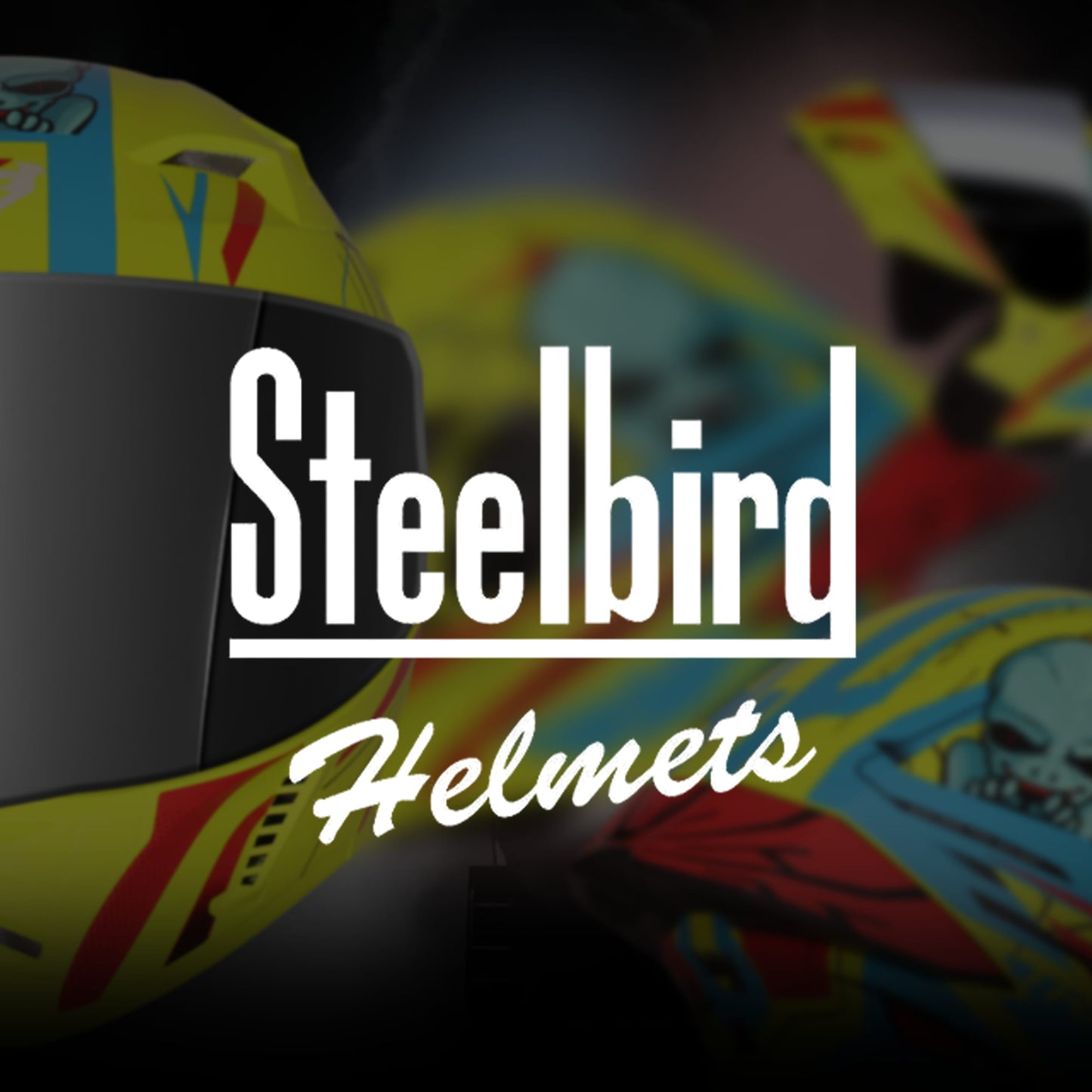 Steelbird SBA-20 Strange ISI Certified Flip-Up Graphic Helmet for Men and Women (Glossy Fluo Neon Cyan Green  with Smoke Visor)