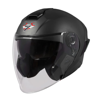 Steelbird SBA-10 7Wings ISI Certified Open Face Helmet for Men and Women with Inner Smoke Sun Shield (Glossy H.Grey)
