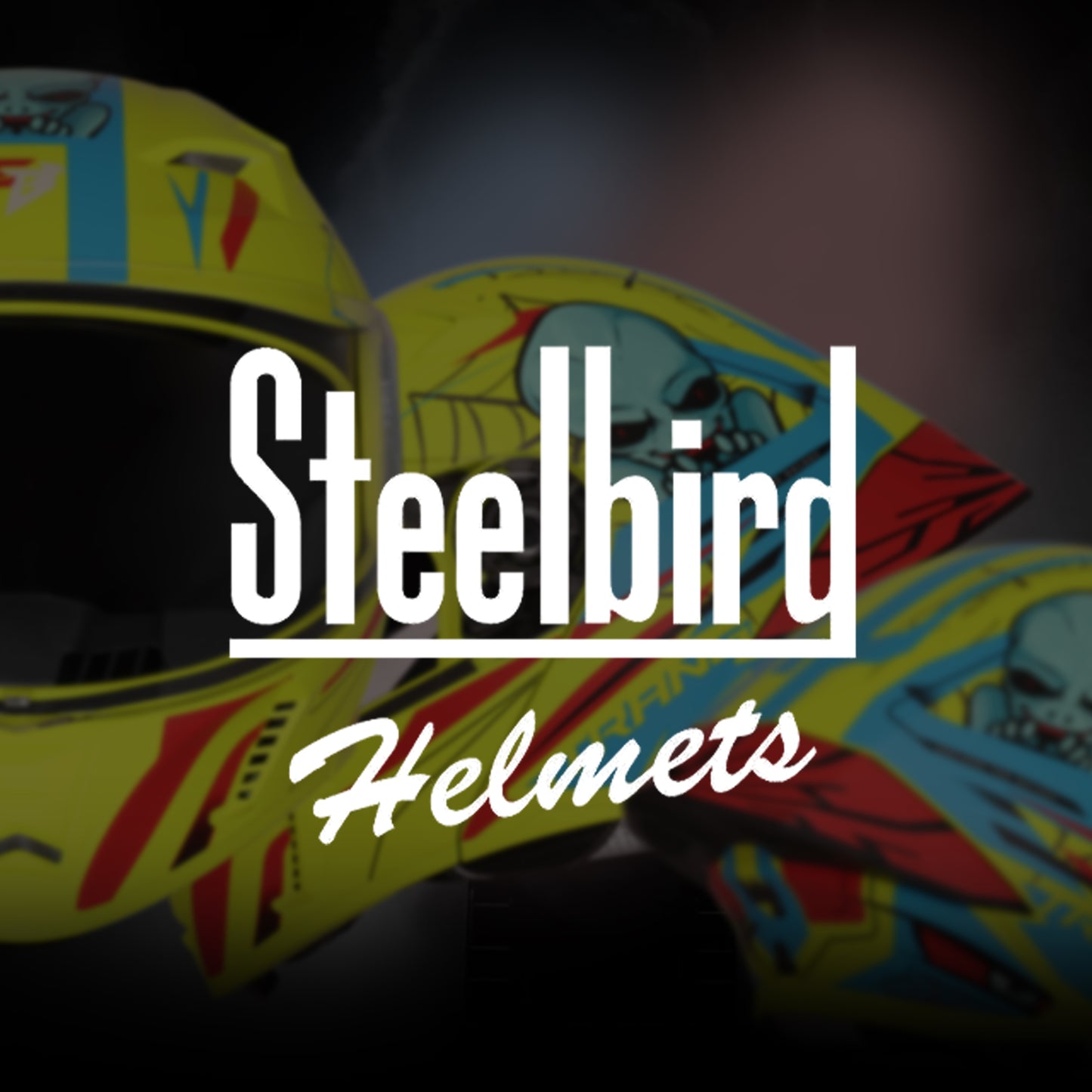 Steelbird SBA-20 Strange ISI Certified Flip-Up Graphic Helmet for Men and Women (Glossy Fluo Neon Cyan Green)