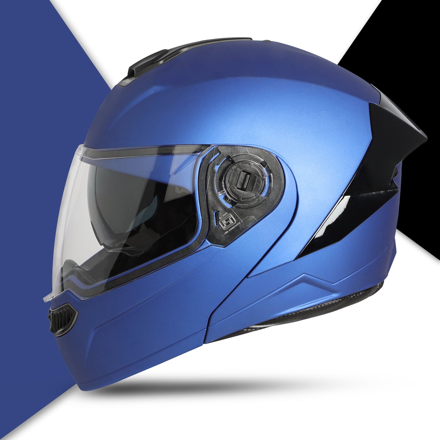 Steelbird SBA-8 7Wings ISI Certified Flip-Up Helmet for Men and Women with Inner Smoke Sun Shield (Matt Y. Blue)