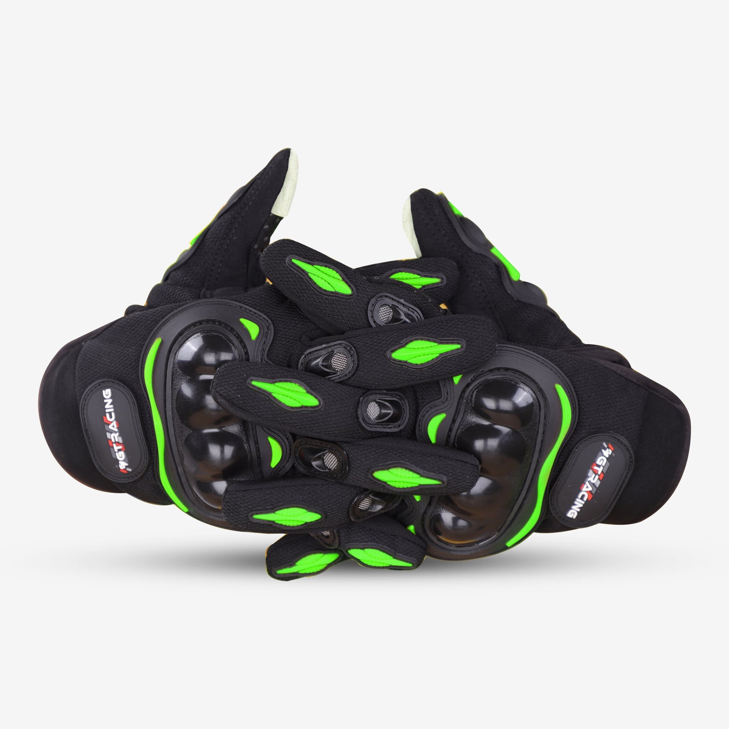 Refurbished Steelbird GT-01 Full Finger Bike Riding Gloves with Touch Screen Sensitivity at Thumb and Index Finger, Protective Off-Road Motorbike Racing (Green)