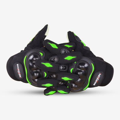 Refurbished Steelbird GT-01 Full Finger Bike Riding Gloves with Touch Screen Sensitivity at Thumb and Index Finger, Protective Off-Road Motorbike Racing (Green)