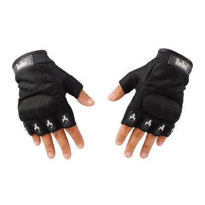 Refurbished Steelbird Half Finger Bike Riding Gloves, Protective Off-Road Motorbike Racing