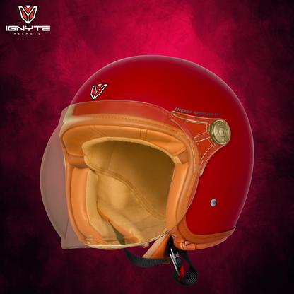 IGNYTE IGN-58 Solid ISI/DOT Certified Open Face Helmet for Men and Women (Glossy Dull Chestnut Red)