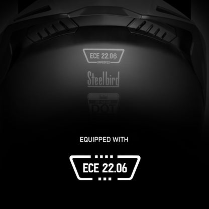 Steelbird Fighter ECE 22.06 SB-120 Gen-Z Helmet with Pinlock-30 | Inner Sun Shield | Extra Chrome and Smoke Visor | Glossy Black