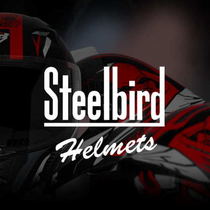 Steelbird SBA-20 Strange ISI Certified Flip-Up Graphic Helmet for Men and Women (Glossy Black Red)