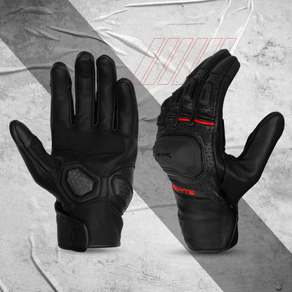 Ignyte Gauntlet Full Finger Bike Riding Leather Gloves with Touch Screen Sensitivity at Thumb and Index Finger, Protective Off-Road Motorbike Racing (Black)