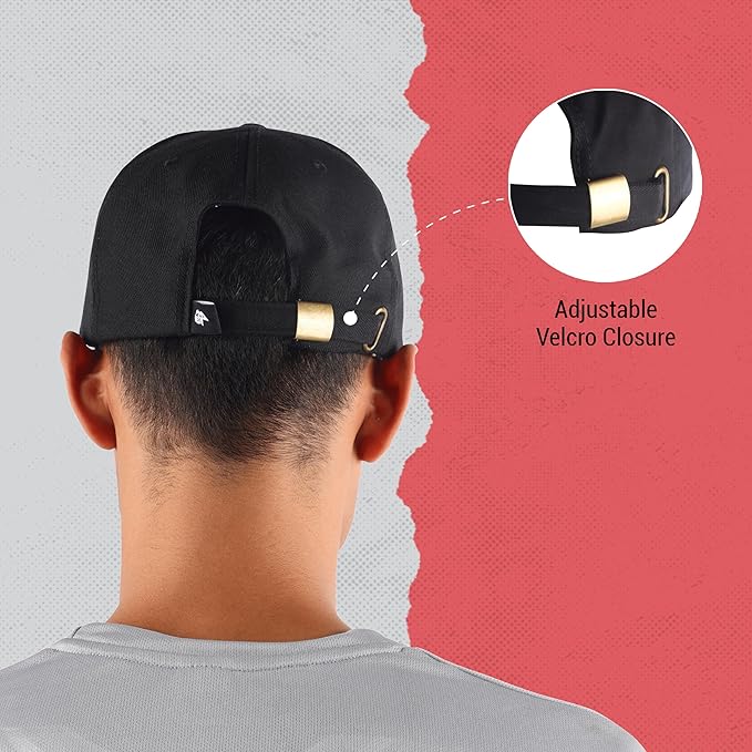 Steelbird Polyster Dad Cap with Adjustable Strap for All Sports, Cap for Girls, Caps for Gym, Sports Caps for Men and Women with Airholes (Black)